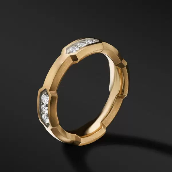 Channel Set White Sapphire Station Band Men's Ring