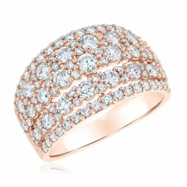 2ct Multi-Row Round Cut White Sapphire Cocktail Ring in Rose Gold