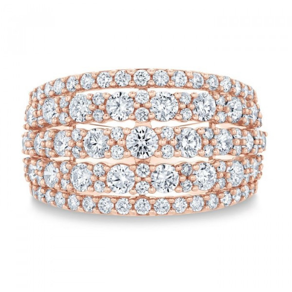 2ct Multi-Row Round Cut White Sapphire Cocktail Ring in Rose Gold