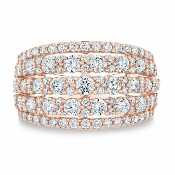 2ct Multi-Row Round Cut White Sapphire Cocktail Ring in Rose Gold