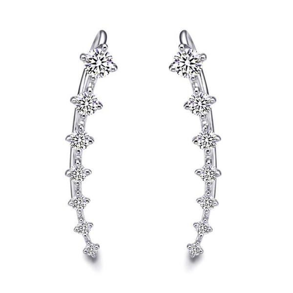 Round Cut White Sapphire Climber Earrings