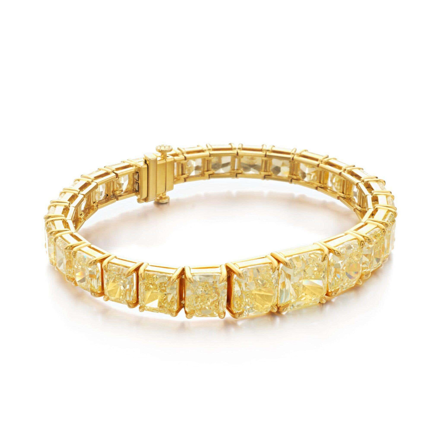 50ctw Princess Cut Gradient Size Yellow Sapphire Bracelet | SayaBling