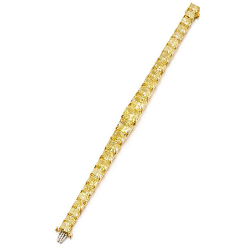 50ctw Princess Cut Gradient Size Yellow Sapphire Bracelet | SayaBling