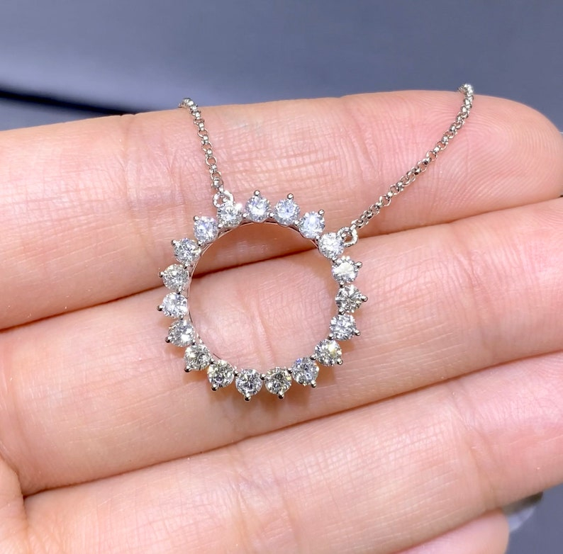 Diamond Filled Circle Pendant Necklace