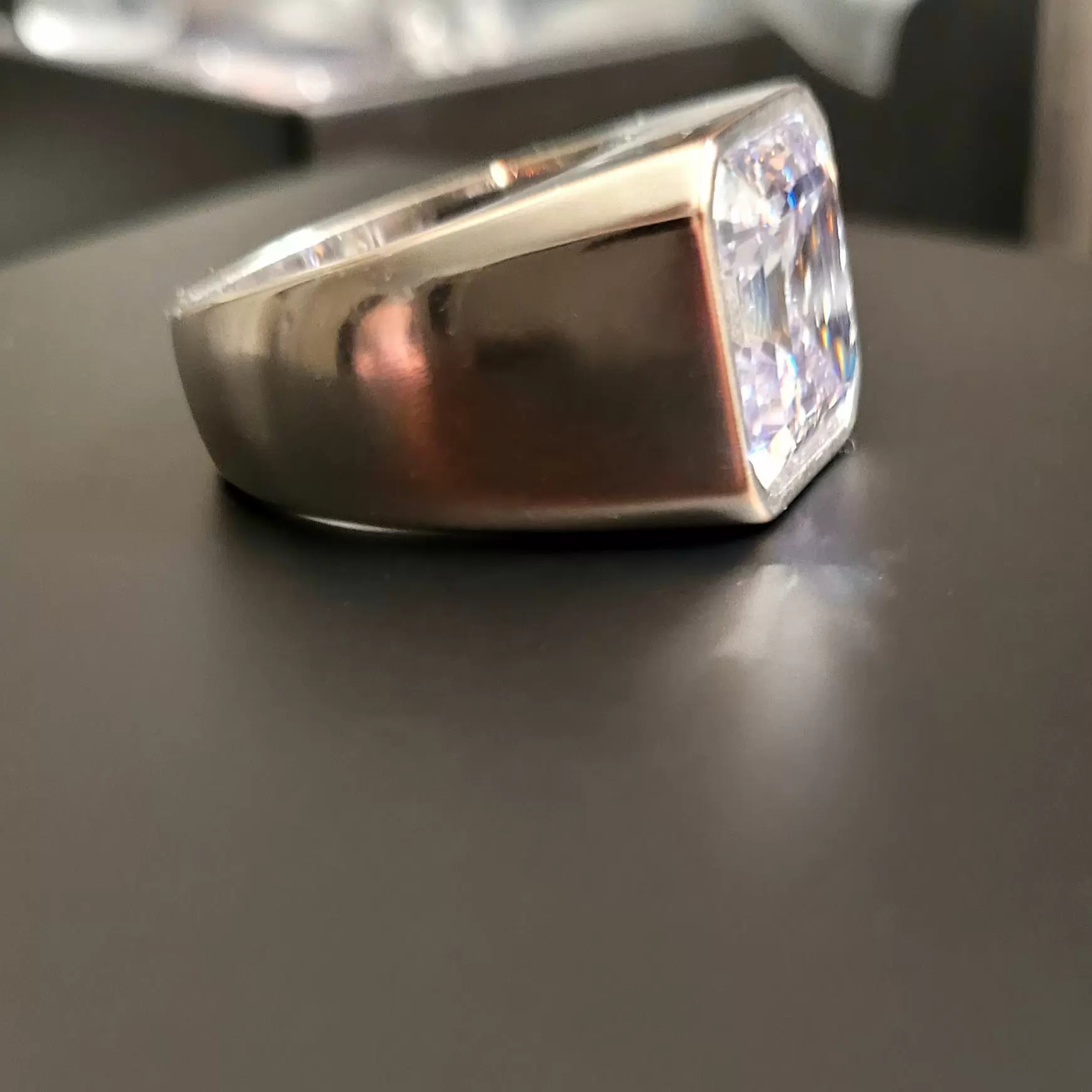 Asscher cut 2024 mens ring